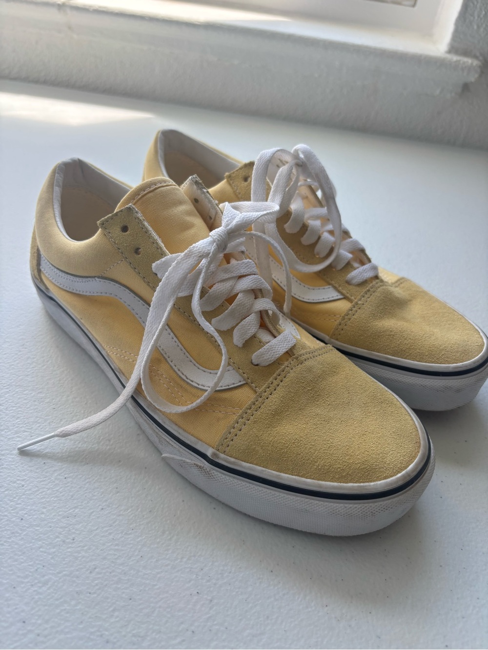 Vans Yellow Low-Top Canvas Sneakers with White Stripe